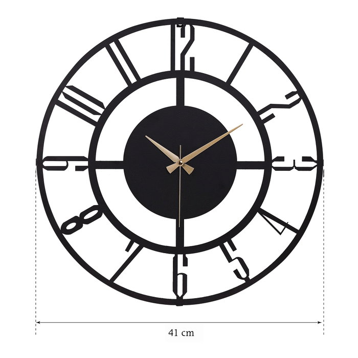 Wallity Reloj de pared decorativo de metal negro 41 cm